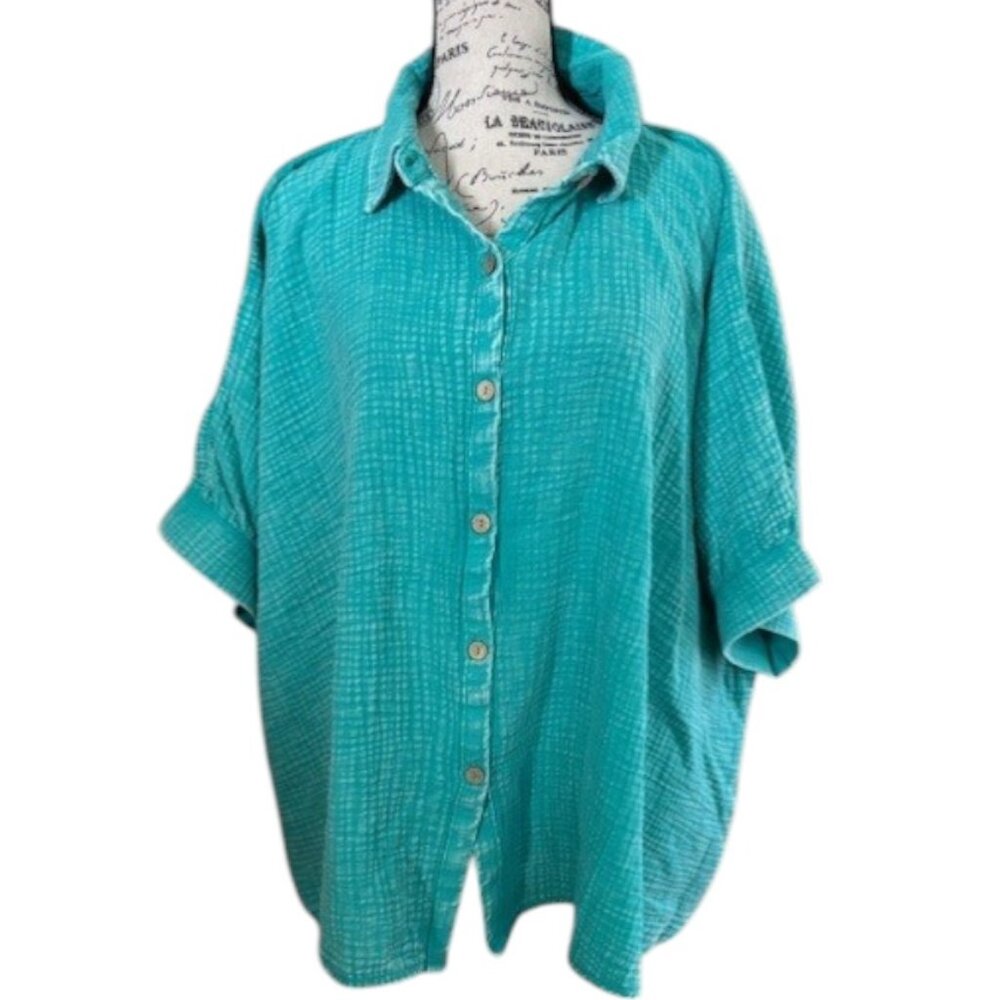 Zenana Gauze Oversized Button up Shirt NWOT